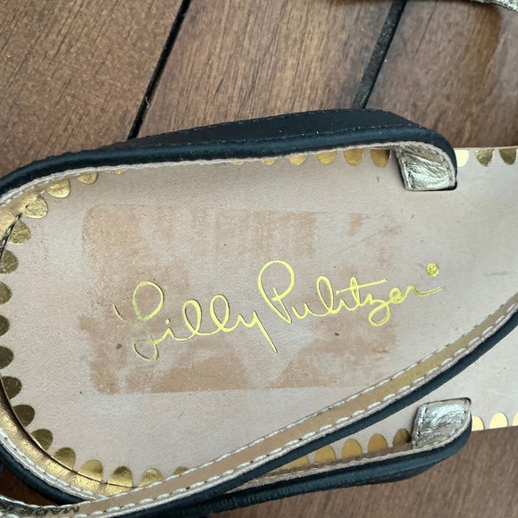 Lilly Pulitzer Women Black Embellished Jeweled Thong Sandals Flat Ankle Strap 6 - Picture 7 of 7